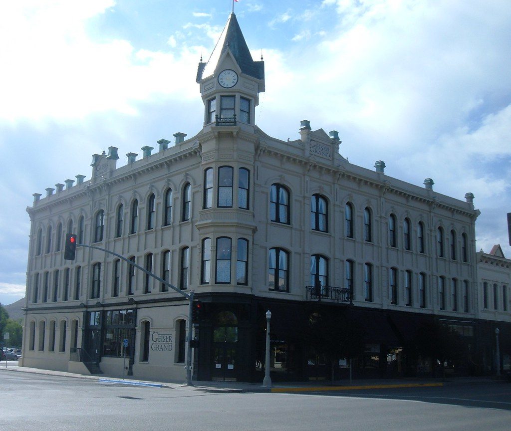 The Geiser Grand Hotel on the corner of Main Street in Baker City, Oregon